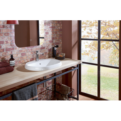 Villeroy & Boch Architectura inbouwwastafel 60x45x17cm Ovaal 1 kraangat met overloopgat Wit Alpin glans Ceramic