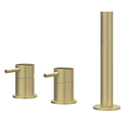 IVY Concord Badrandcombinatie - 3-weg - mengkraan - uittrekbare handdouche - zonder uitloop - RVS316 - geborsteld mat goud PVD