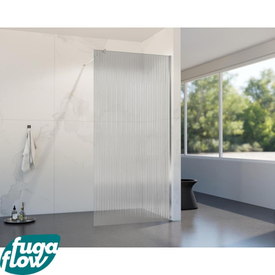 FugaFlow Eccelente Vetro inloopdouche badkamer - 90x200cm - ribbelglas - wandarm - chroom -