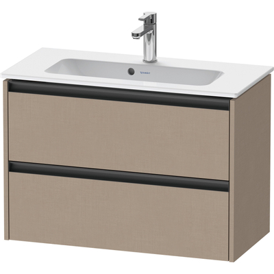 Duravit Ketho 2 wastafelonderbouwkast met 2 laden 81x39x54.9cm met grepen antraciet Linnen mat