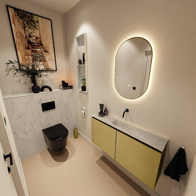MONDIAZ TURE-DLUX 100cm toiletmeubel Oro. EDEN wastafel Opalo positie midden. Zonder kraangat.
