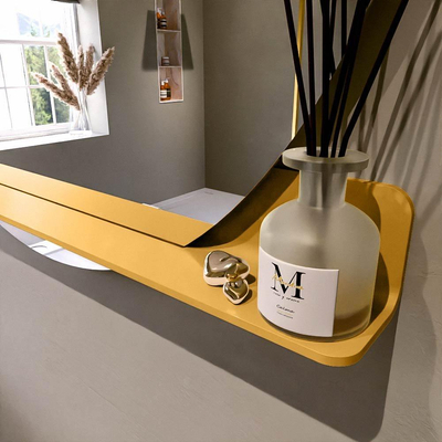 Mondiaz SPOT Badkamerspiegel - rond 120cm - spiegelplanchet - kleur Ocher