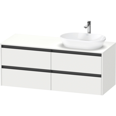 Duravit Ketho 2 wastafelonderbouwkast incl. consoleplaat met 4 laden voor waskom rechts 140x55x56.8cm met handgrepen antraciet wit mat