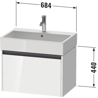 Duravit Ketho 2 wastafelonderbouwkast met 1 lade 68.4x46x44cm met greep antraciet betongrijs mat