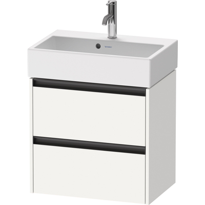 Duravit Ketho 2 Wastafelonderkast - 2 laden - 58.4x39x54.9cm - grepen antraciet - wit mat