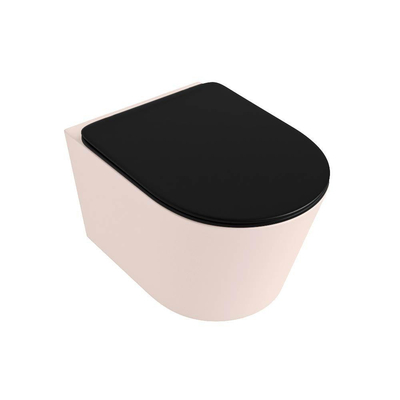 MONDIAZ LAVIE wandclosetpack - 36x53cm - diepspoel - rimless - Rosee (roze) - softclose - quick-release - toiletzitting - Urban (zwart)