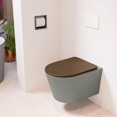 MONDIAZ LAVIE wandclosetpack - 36x53cm - diepspoel - rimless - Smoke (grijs) - softclose - quick-release - toiletzitting - Rust (rood)