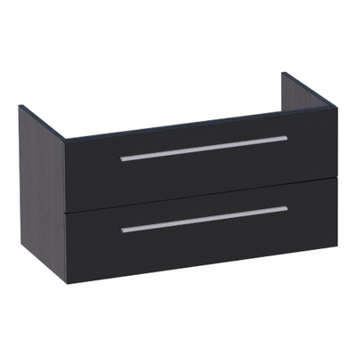 BRAUER EX WastafelOnderkast - 100x46x50cm - 2 softclose lades - zonder greep - 1 sifonuitsparing - MFC - black wood