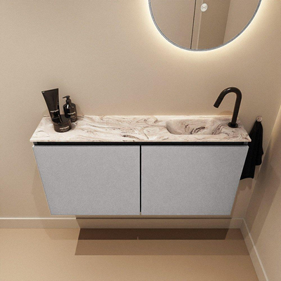 MONDIAZ TURE-DLUX 100cm toiletmeubel Plata. EDEN wastafel Glace positie rechts. Met 1 kraangat.