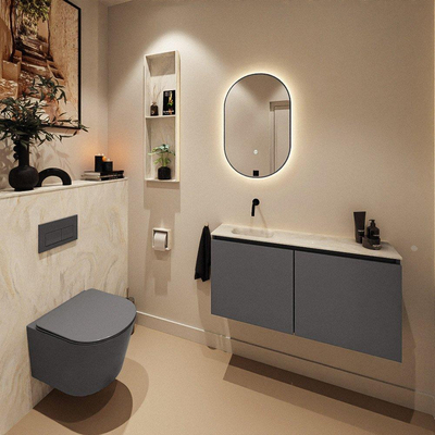 MONDIAZ TURE-DLUX 100cm toiletmeubel Dark Grey. EDEN wastafel Ostra positie links. Zonder kraangat.
