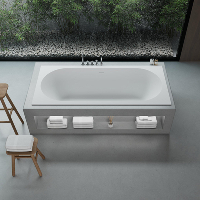 Ideavit SolidCozy inbouw bad - 180x80x54cm - solid surface - overloopgat - inclusief pop up afvoer - wit mat