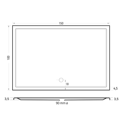Xenz Mariana douchebak 150x100x4cm rechthoek Acryl Wit