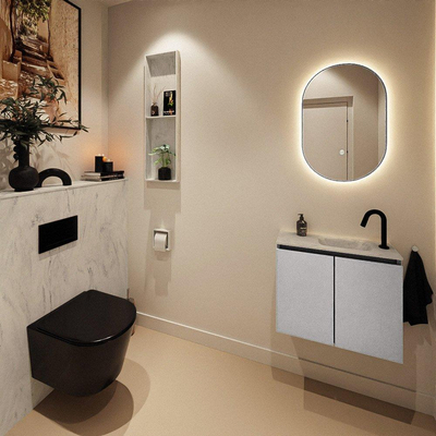MONDIAZ TURE-DLUX 60cm toiletmeubel Plata. EDEN wastafel Opalo positie rechts. Met 1 kraangat.