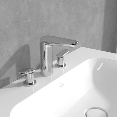 Villeroy & Boch Antao Driegats wastafelkraan - met Push-Open afvoergarnituur - chroom