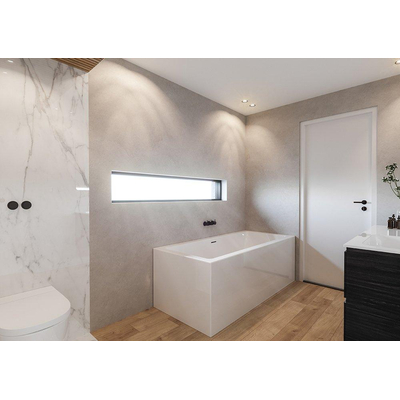 Riho Rethink Cubic halfvrijstaand bad met panelen - 160x70cm - acryl - rechts in hoek - glans wit