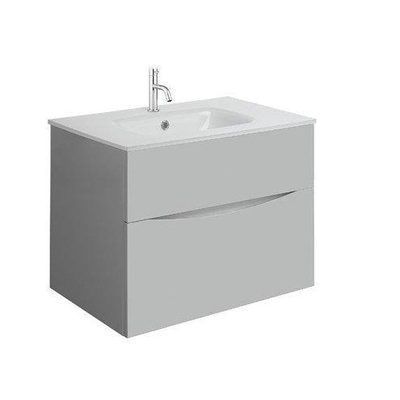 Crosswater Glide II Badkamermeubelset - 70x45x52cm - 2 lades - greeploos - softclose - storm grey - kraangat - wit