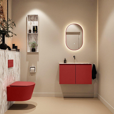 MONDIAZ TURE-DLUX 80cm toiletmeubel Fire. EDEN wastafel Glace positie midden. Zonder kraangat.