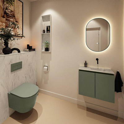 MONDIAZ TURE-DLUX 60cm toiletmeubel Army. EDEN wastafel Opalo positie rechts. Zonder kraangat.