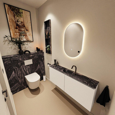 MONDIAZ TURE-DLUX 120cm toiletmeubel Talc. EDEN wastafel Lava positie midden. Met 1 kraangat.