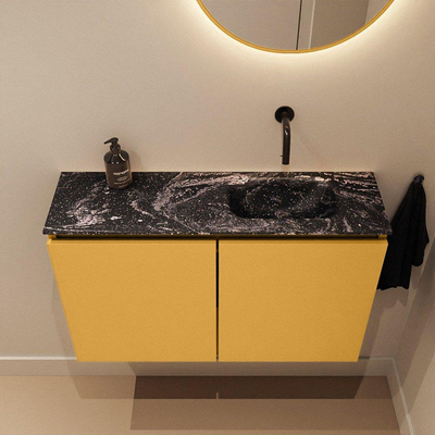 MONDIAZ TURE-DLUX 80cm toiletmeubel Ocher. EDEN wastafel Lava positie rechts. Zonder kraangat.