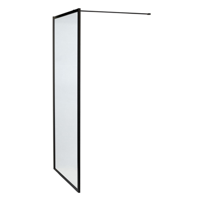 FugaFlow Efficiente Vetro inloopdouche badkamer - 140x200cm - veiligheidsglas - mat zwarte lijst rondom - anti kalk