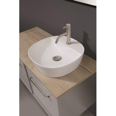 Crosswater Fontana opbouw waskom rond 40x40x11cm met kraangat porselein wit