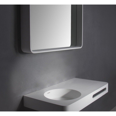 Ideavit Solidbrio Wastafel 90x48x10cm rechthoek 0 kraangaten 1 wasbak met handdoekhouder Solid surface wit