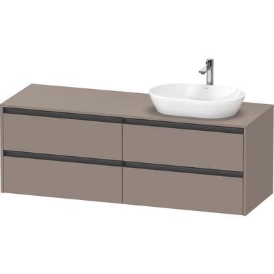 Duravit Ketho 2 wastafelonderbouwkast incl. consoleplaat met 4 laden voor waskom rechts 160x55x56.8cm met handgrepen antraciet basalt mat