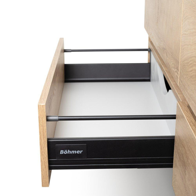 BRAUER Solution Wastafelonderkast - 160x46x50cm - 4 softclose greeploze lades - 2 sifonuitsparing - MFC - nomad plus BRAUER Foggia Meubelwastafel - 160x46x5cm - overloop - 2 wasbakken links rechts - 2 kraangaten - mineraalmarmer - glanzend wit SHOWROOMMOD