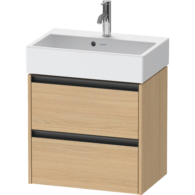 Duravit Ketho 2 wastafelonderbouwkast met 2 laden 58.4x39x54.9cm met grepen antraciet natuur eiken mat