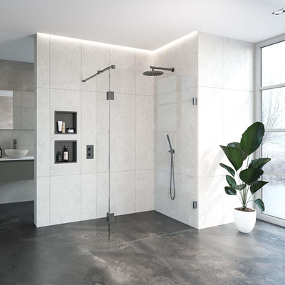 BRAUER Create Complete Profielloze Inloopdouche - 130x40cm - gunmetal geborsteld