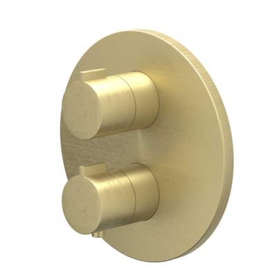 IVY Pact Regendoucheset - inbouw - 2-weg stop-omstel - 40cm wandarm - 30cm medium hoofddouche rond - houder met uitlaat - 150cm doucheslang - staafmodel handdouche - Geborsteld mat goud PVD