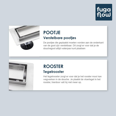 FugaFlow Anta douchegoot badkamer - 70cm - tegelrooster - vloerflens - RVS