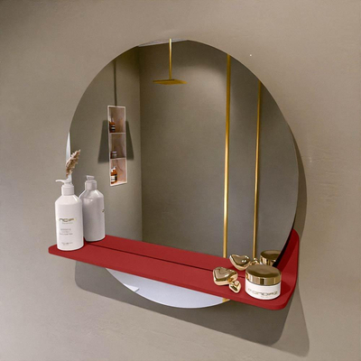 Mondiaz SPOT Badkamerspiegel - rond 60cm - spiegelplanchet - kleur Fire