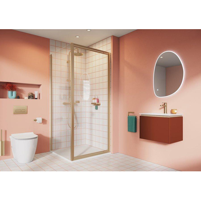 Crosswater Clear 6 Zijwand - 80x195cm - 6mm - helder veiligheidsglas - messing geborsteld