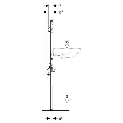 GeberitDuofixwastafel h130cm wandkraan