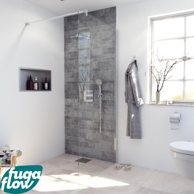 FugaFlow Efficiente Vetro inloopdouche badkamer - 140x200cm - helder glas - chroom