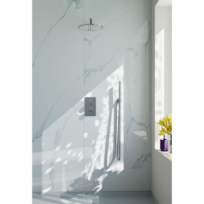 Fortifura Calvi Inbouw Regendoucheset - thermostatisch - wandarm - 30cm hoofddouche - staaf handdouche - metalen doucheslang - chroom