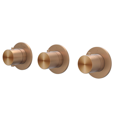 IVY Concord Regendoucheset - inbouw - symmetry - 2 stopkranen - 40cm wandarm - 30cm medium hoofddouche - glijstang met uitlaat - 150cm doucheslang - staafmodel handdouche - RVS316 - geborsteld mat koper PVD