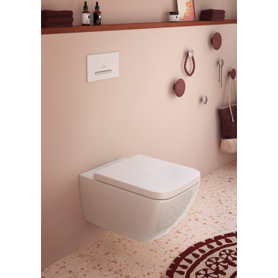 Villeroy & Boch Venticello closetzitting met deksel met softclose en quick release RVS/wit