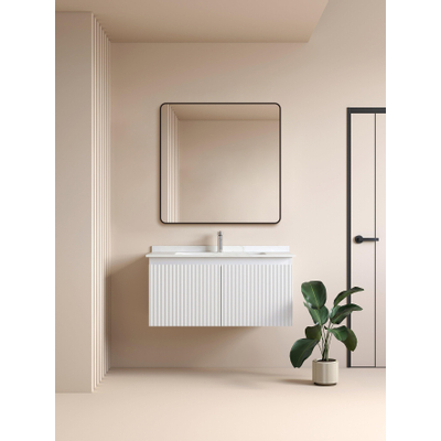 Saniclass Retro Line 2.0 Square Spiegel - 100x100cm - vierkant - afgerond - frame - mat zwart