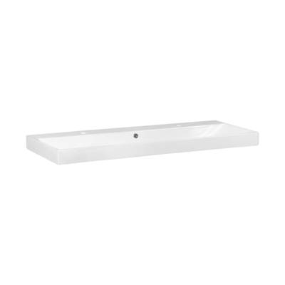 Saniclass Wave meubelwastafel 120x46x7.5cm met overloop 1 wasbak 2 kraangaten keramiek Wit