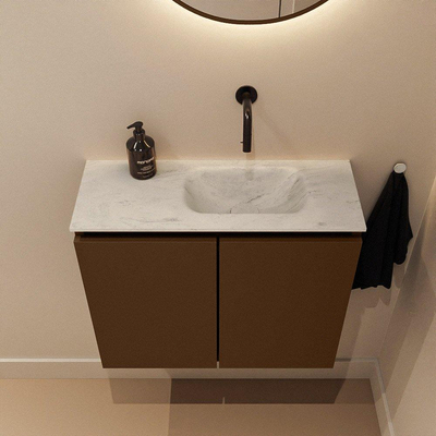 MONDIAZ TURE-DLUX 60cm toiletmeubel Rust. EDEN wastafel Opalo positie rechts. Zonder kraangat.