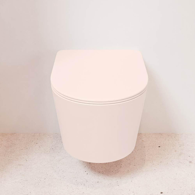 MONDIAZ LAVIE wandclosetpack - 36x53cm - diepspoel - rimless - Rosee (roze) - softclose - quick-release - toiletzitting - Rosee (roze)