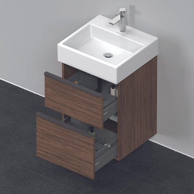 Duravit D-Neo wastafelonderkast 48.4x62.5x44.2cm 2 lades Noten (donker) Mat