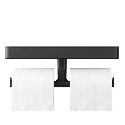 Tiger Carv Toiletrolhouder - dubbel - met planchet - zwart