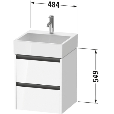 Duravit Ketho 2 wastafelonderbouwkast met 2 laden 48.4x46x54.9cm met grepen antraciet basalt mat