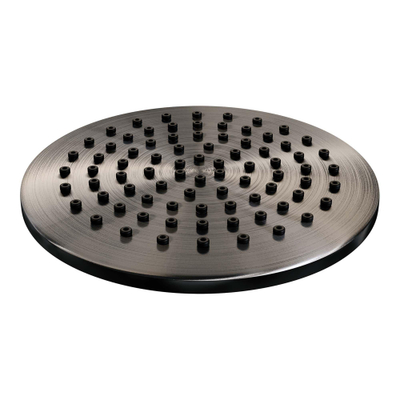 Brauer Gunmetal Carving Regendoucheset opbouw - hoofddouche 20cm - glijstang - handdouche rond 3 stand - carving knoppen - PVD - geborsteld gunmetal