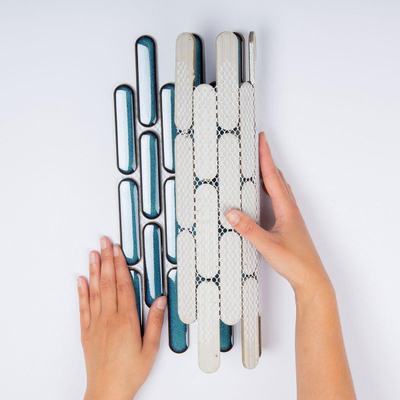 The Mosaic Factory Sevilla mozaïektegel - 30x30cm - wandtegel - Ovaal - Porselein Azure Blue speckle Glans