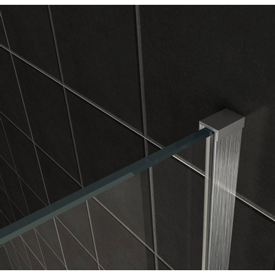 Wiesbaden Slim inloopdouche 100x200cm 8mm nano glas gedeeltelijk mat rookglas geborsteld staal